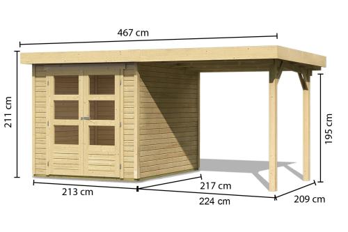 dřevěný domek KARIBU ASKOLA 2 + přístavek 240 cm (73245) natur