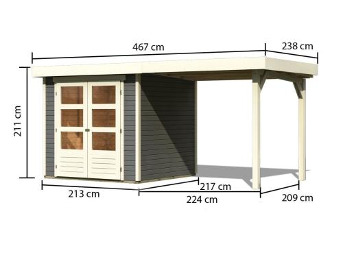 dřevěný domek KARIBU ASKOLA 2 + přístavek 240 cm (82904) terragrau