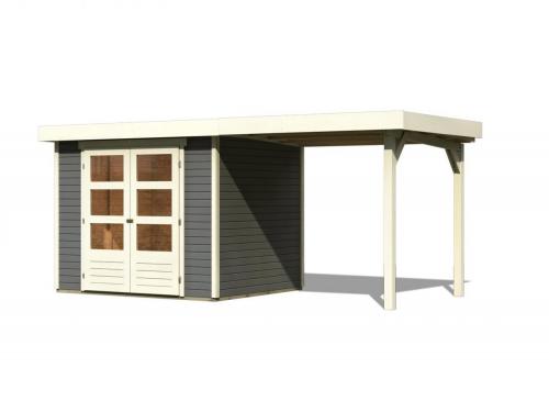 dřevěný domek KARIBU ASKOLA 3 + přístavek 240 cm (82905) terragrau