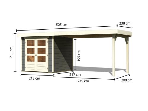 dřevěný domek KARIBU ASKOLA 2 + přístavek 280 cm (82907) terragrau