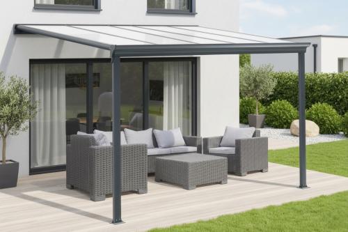 pergola aluminiowa LANITPLAST WALL 33 antracyt + opal PC