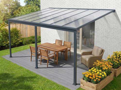 pergola aluminiowa LANITPLAST WALL 43 antracyt + przezroczysty PC