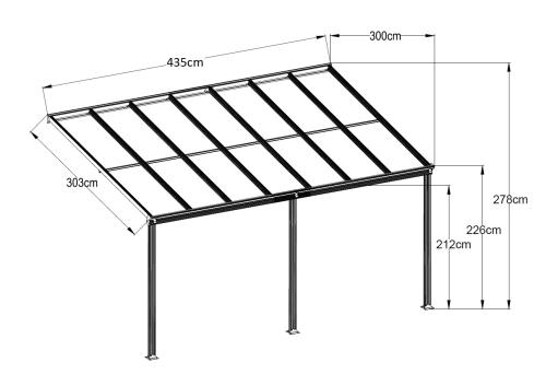 hliníková pergola LANITPLAST WALL 43 biela + číry PC