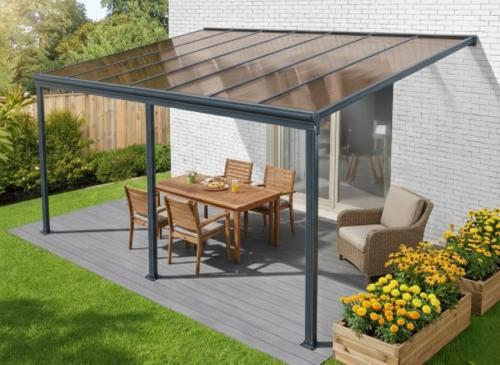pergola aluminiowa LANITPLAST WALL 53 antracyt + brąz PC