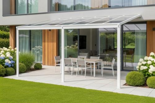 pergola aluminiowa LANITPLAST WALL 53 biała + przezroczysty PC