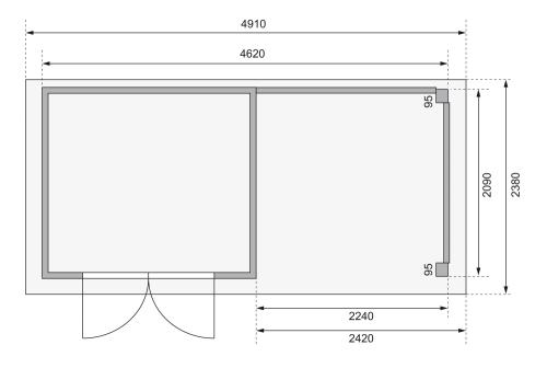 dřevěný domek KARIBU KERKO 3 + přístavek 240 cm (82933) terragrau