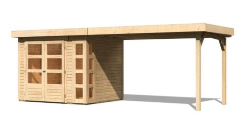 dřevěný domek KARIBU KERKO 3 + přístavek 280 cm (82936) natur
