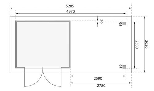 dřevěný domek KARIBU ASKOLA 3,5 + přístavek 280 cm (77720) natur