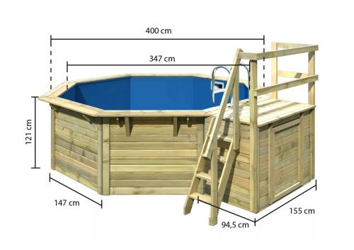 bazén KARIBU model X1 včetně malé terasy (39054) 4,0 x 4,0 m