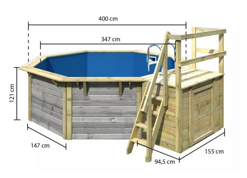 bazén KARIBU model X1 včetně malé terasy (39056) 4,0 x 4,0 m terragrau