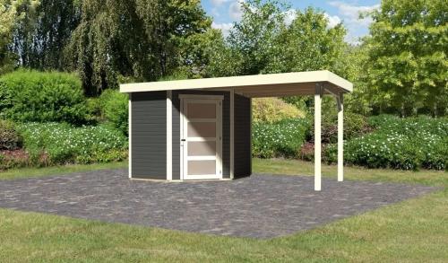 dřevěný domek KARIBU SCHWANDORF 3 + přístavek 240 cm (77739) terragrau