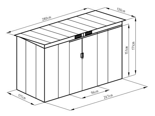 plechový domek LANITPLAST HALLE 94 ANTRACIT