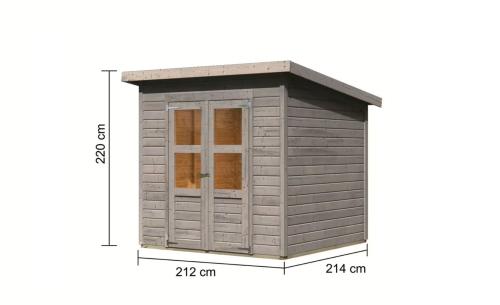 dřevěný domek KARIBU MERSEBURG 4 (8241) světle šedý