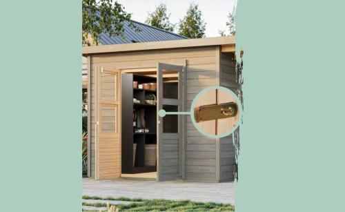 dřevěný domek KARIBU MERSEBURG 5 (8385) světle šedý